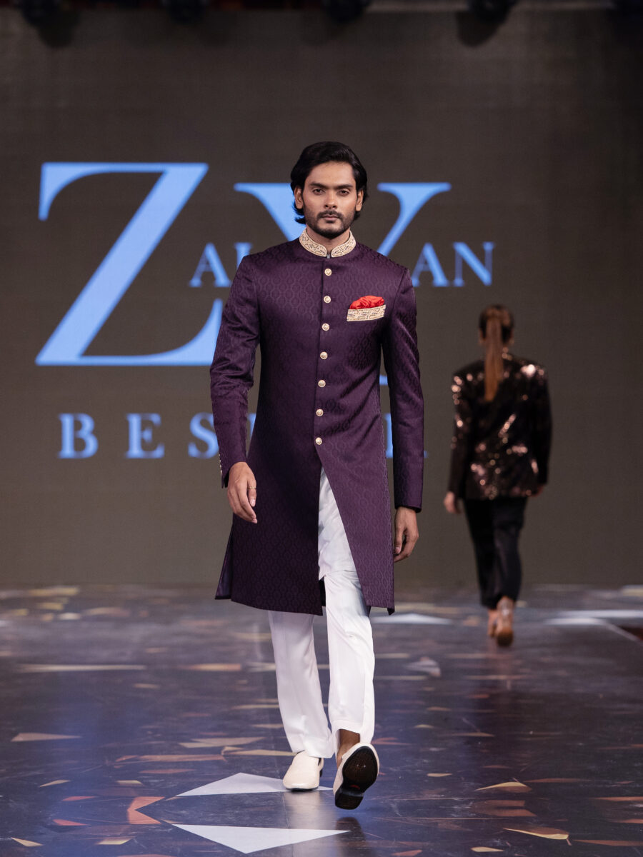 The Plum Heritage bespoke sherwani by ZaiYan Bespoke